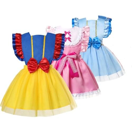 Waterproof Dress for Girls Children Apron pinafore Feeding Clothing Backless Gown Princess Snow white Cendrillon Aurore Dresses