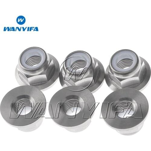 Wanyifa 6PCS Bike Cycling Titanium Ti M10 Pitch 1.25/1.5mm Sprocket Flange Lock Nut