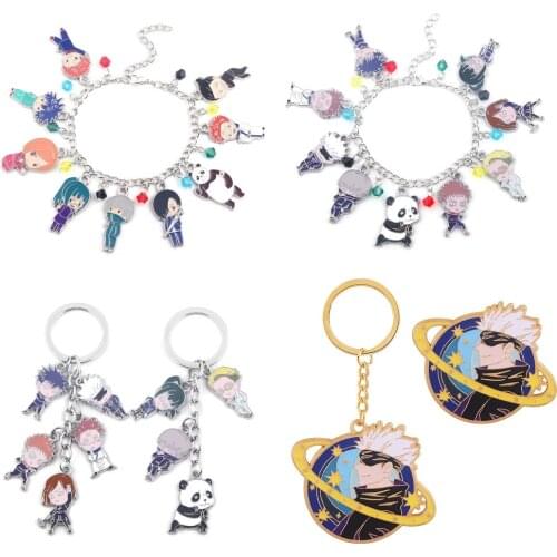 Jujutsu Kaisen Cosplay Cartoon Costume Metal Badge Pin Alloy Brooch Keychain Key Chains Pendant Bracelet Bracelets Props