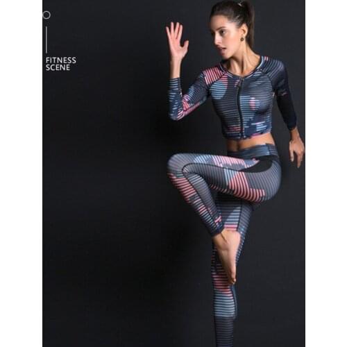 TaoBo 3pcs/set Women Sport Set Girl Jacket Sports Fitness Suit Female Dry Fit Sport Set Camouflage Tracksuit Workout Clothes