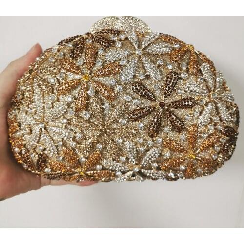 White/Brown Diamond Snow Pattern Women Evening Clutch New Arrival Lady Crystal Party Purse Rhinestone Mini Phone Money Wallets