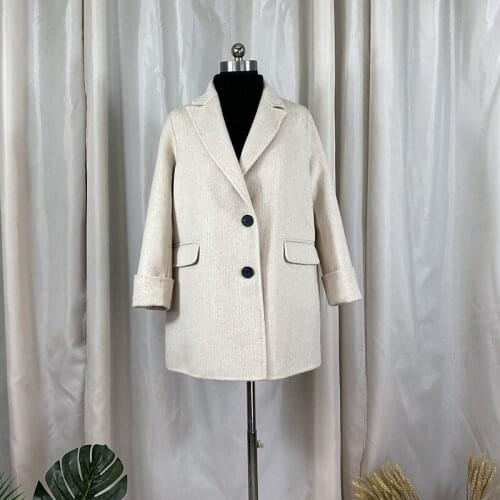 2020 New Double-sided Wool Coat Women Short Toothpick Stripe Suit Collar Single-breasted Double-sided Woolen Blazer Jacket k1165