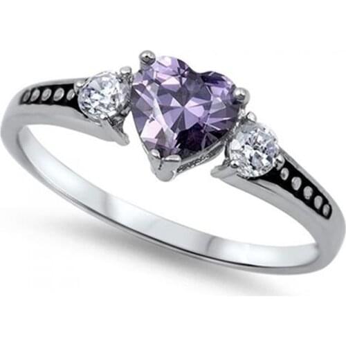 Milangirl Purple Heart Love Zircon Crystal Ring For Women Lovely Excellent Quality Beautiful Jewelry Romantic Valentines Day