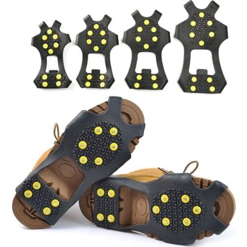 1 Pair 10 Studs Anti-Skid Snow Ice Climbing Shoe Spikes Ice Grips Cleats Crampons Winter Climbing Anti Slip Shoes Cover