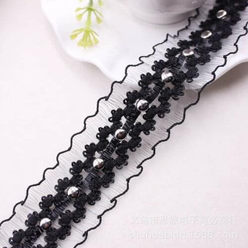 1 yards Elastic Embroidery Beaded Lace Organza Ribbons for DIY Craft Gift Wrapping Bowknot Clothing Accessories