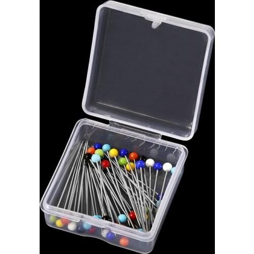 100/50PCS 38MM Round Pearl Head Dressmaking Pins Weddings Sewing Pin with Box Multi-Color Dressmaking Quilting Pins Sewing Pins
