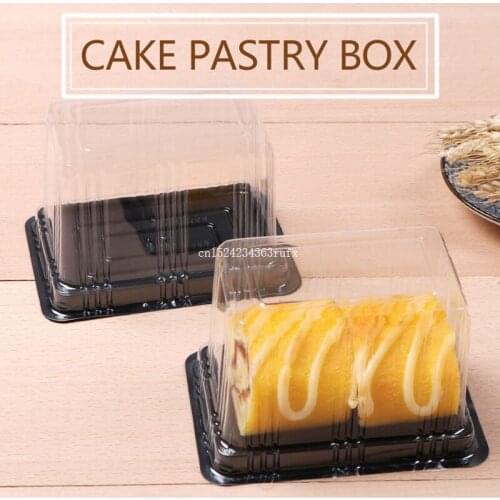 1000pcs Food Grade Cheese Cake Boxes Disposable Clear Plastic Transparent Uptake Cake Box for Pastry Bakery Dessert Shop