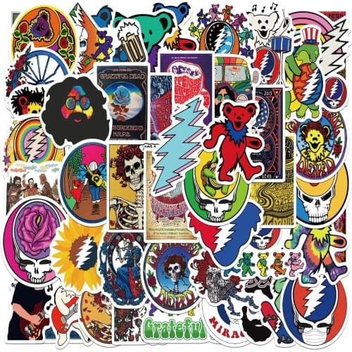 25/50PCS Rock Music Grateful Dead Cool Stickers DIY Car Bike Travel Luggage Phone Laptop Waterproof Classic Toy Decal Sticker