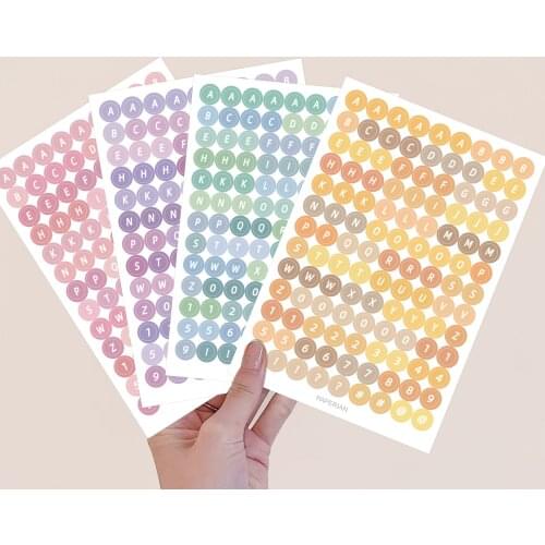 4pcs/set Ins English Letter Number Sticker Warm Solid Color DIY Scrapbooking Plan Book Decoration Sticker Dot Number Sticker