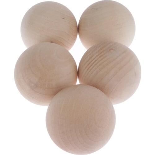 5x Natural Unpainted Wood Beads Round Loose Wooden Bead Bulk Ball for Jewelry Making Craft