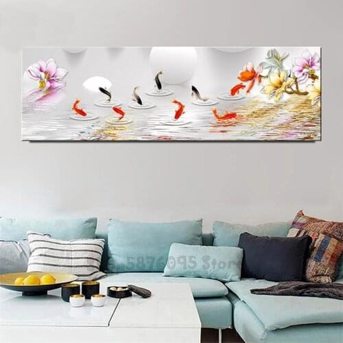 5D round square diamond embroidery Koi and flowers Diy full sets diamond painting mosaic pictures rhinestones icon decor TT5406