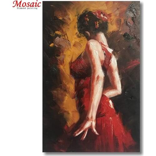 Diamond painting glamorous dancing female red dress 5d Full Square/Round Drill Embroidery Cross Stitch for hang bar decoration