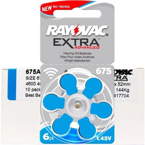 30 PCS Rayovac Extra Hearing Aid Batteries Zinc Air 675A 675 A675 PR44 Cell Button Battery for Hearing Aids