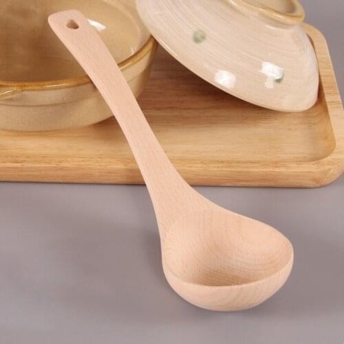 Large Wooden Soup Spoon Long Handled Rice Soup Dessert Ladle Mixing Scoop