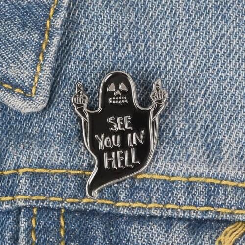 Ghost pins Black Skeleton Skull Lapel pins Brooches Badges Skeleton pins Halloween Jewelry Men Women