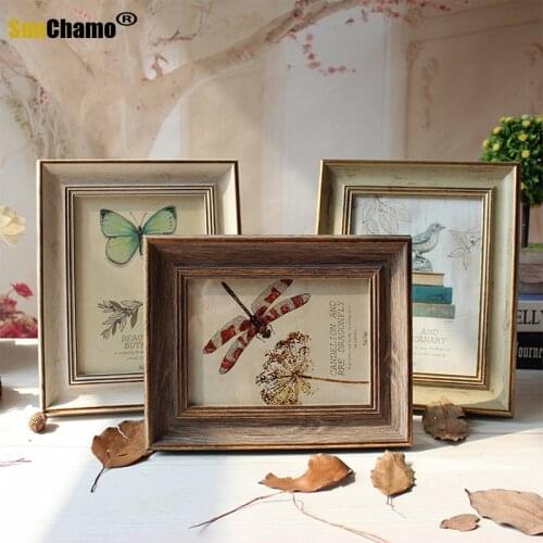 European Retro Wooden Photo Frame Set-up Photo Frame 6 Inch 7 Inch Picture Frame Retro Creative Picture Frame Wall Hanging