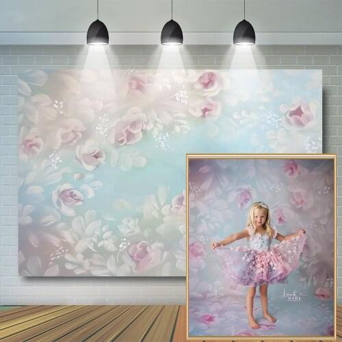 Floral Photography Backdrop Girl Artistic Photo Background Newborn Baby Cake Smash Portrait Background Girls Birthday Backdrop