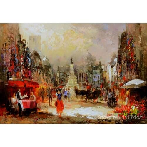 Art for living room wall City view by Willem Haenraets paintings High Quality Hand painted