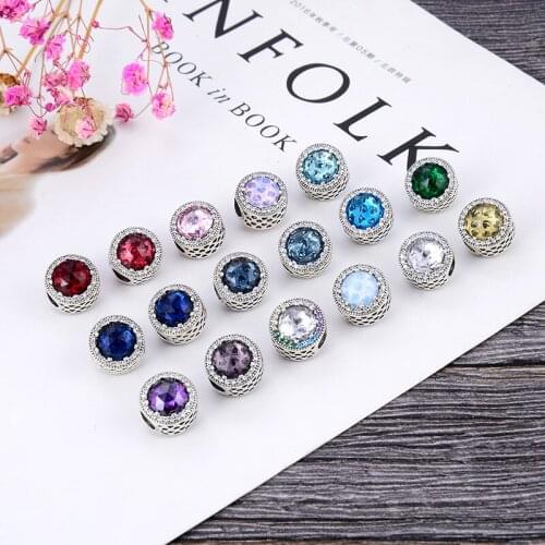 KAMAF S925 silver shiny blue pendant bead for the original bracelet sterling silver jewelry Christmas gifts for women