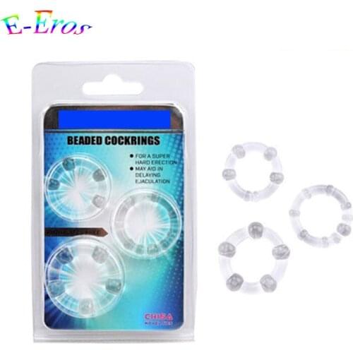 ORISSI 3PCS/Lot Transparent Lovely Clear Rubber Penis Rings, Erection Aids Cock Ring Delay Sex Ring Male Masturbator