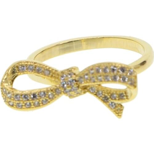 Lovely cute cz girl gift finger ring micro pave cz cute bow tie shape adorable new european female gift fashion trendy jewelry