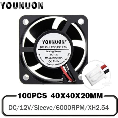 100PCS 3D Printer Fan 40mm 4020 Cooling Fan 12V Sleeve 40mm x 40mm x 20mm 6000RPM for PC Laptop 3D Printer Parts