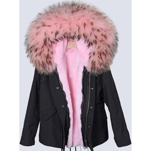 Real Fur Coat Women Winter Jacket Black Thick Parkas 2020 New Waterproof Large Real Raccoon Fur Collar HoodedOuterwear