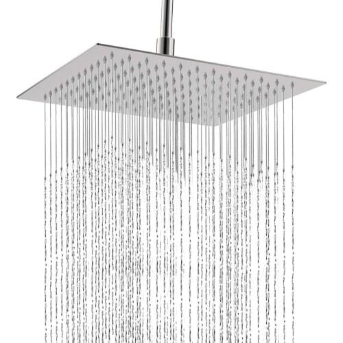 Square Bathroom Stainless Steel Rain Shower Head Rainfall 12 Inch Bath Shower Chrome Top Sprayer High Pressure Rainfall Shower
