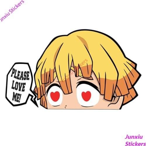 Cartoon ZENITSU AGATSUMA PLEASE LOVE ME! Anime Peeking Car Sticker Vinyl Auto Accessories Car Styling Decal PVC 13cm*9cm