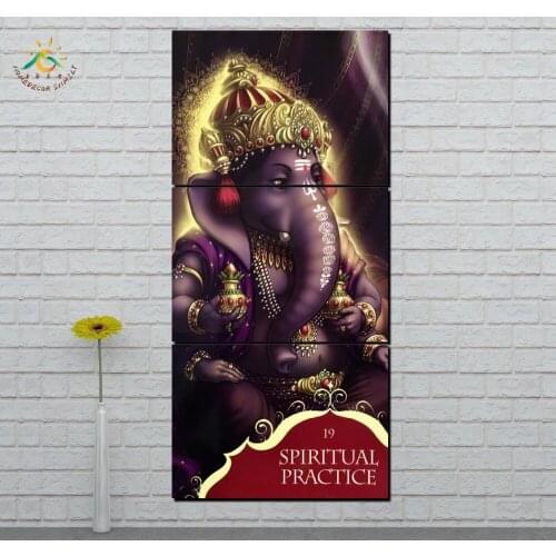 Wall Art Canvas Painting Posters and Prints Elephant God Lord Decorative Picture Decoration Home For Living Room 3 PIECES