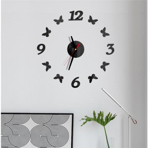 DIY Wall Clock 3D Mirror Surface Sticker Home Office Decor Clock Self Adhesive Big Acrylic Time Clock Watch J50