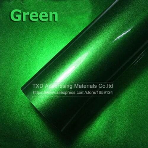 New Arrival 4"/8"/12"/16"/20"/24"X60"/Lot Green Glossy Pearl chrome metallic wrap film with air free bubbles by free shipping
