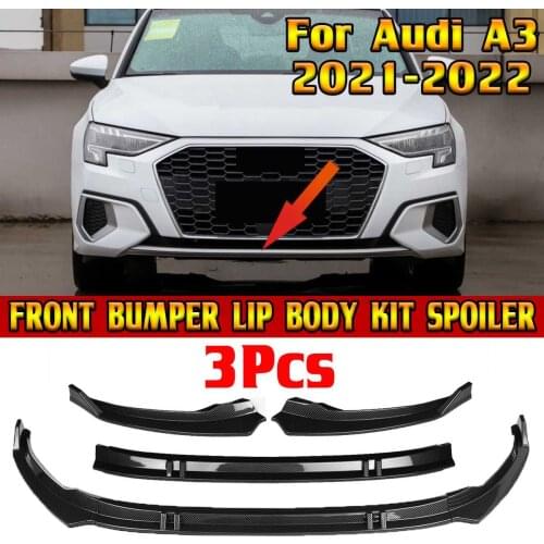 New A3 3pcs Front Lip Chin Bumper Body Kits Splitter Diffuser Lip Protector Spoiler Deflector Lip Guard For Audi A3 2021 2022