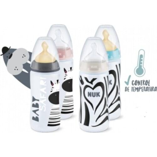 NUK - BIBERÓN BABY SAFARI SILICONA CONTROL DE TEMPERATURA 0-6 MESES (300 ML)