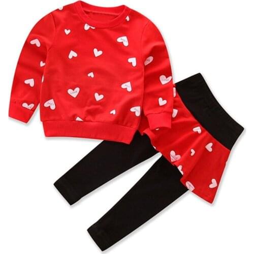 Girls Clothes Kids Autumn Winter T Shirt Pants Christmas Clothes Girls Printed Outfits Sport Suit Toddler Children Clothing set