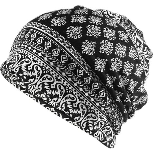 2021 Cotton Autumn winter Skullies cap beanie hat print turban Hat scarf dual use for Men and Women 67