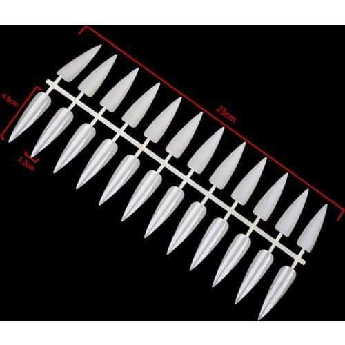120pcs Long Stiletto Nails Color Swatch Practice Palette Sharp False Nail Art Tips Acrylic Salon Natural Clear Display Board