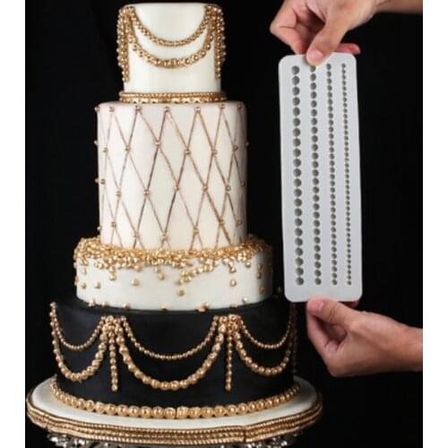 Pearl Strip Border Moulds Fondant Cakes Decor Tools Silicone Molds Sugarcrafts Chocolate Baking Tools For Cakes Gumpaste Form