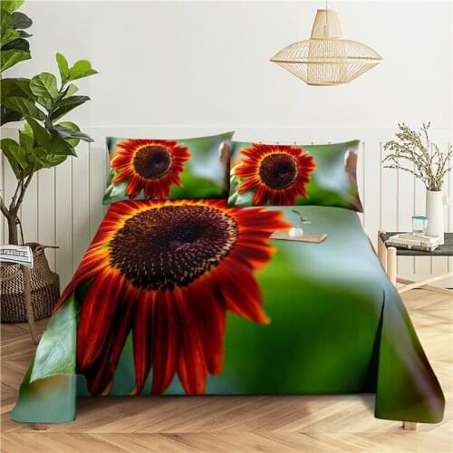 Sunflower Bedding Sheet Home Digital Printing Polyester Bed Flat Sheet With Pillowcase Print Bed Sheet
