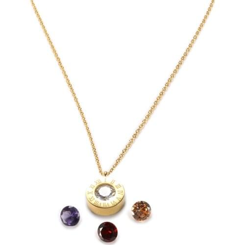 Luxury Roman Numerals Pendants Women Crystal Chain Necklaces Stainless Steel 4 Colors Stones Choker Necklace Jewelry Gifts