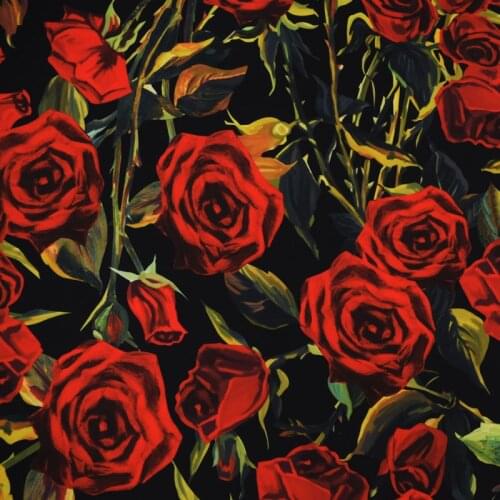 The rose queen red digital printing twill satin fabric for summer dress telas por metros tissu au metre tissus tecido tela DIY