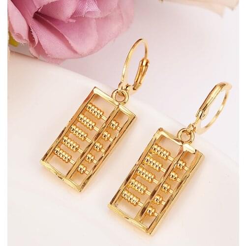 Abacus shape drop earring Ethiopian/Nigeria/Kenya /Ghana Gold color Dubai Arab african Arab Middle Eastern Jewelry Mom Gifts