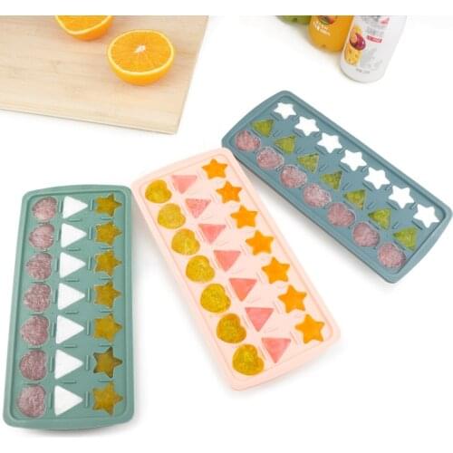 21 Cell Silicone Mold Ice Box Cute Triangle five-pointed star heart shape Shape Ice Maker Household Silicone Reusable Mold Tray