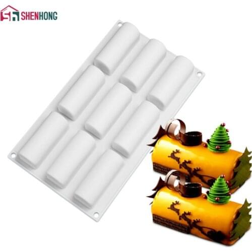 SHENHONG 9 Holes Long Block Silicone Mould Mousse Cake Mold For Baking Home Party Wedding silikon Moldes silicona Baking