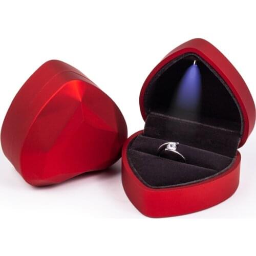TA MINGREN heart-shaped LED wedding ring box with display storage jewelry Case velvet lining 6 colors available