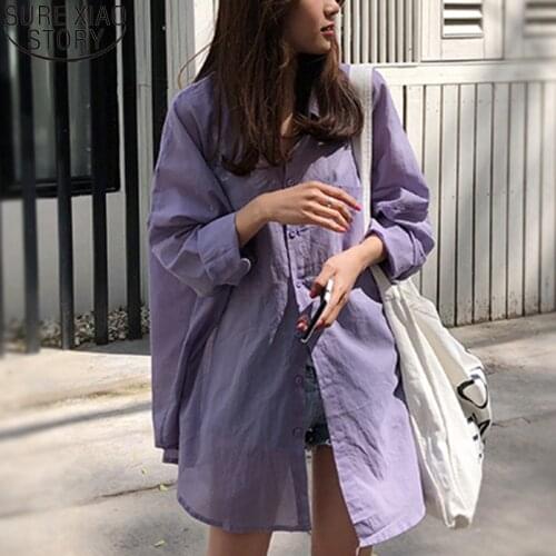 Thin Sunscreen Shirt Women Blouses Summer 2021 Korean Summer Plus Size Long Sleeve Casual Oversize Shirt Loose Clothes Tops 9910
