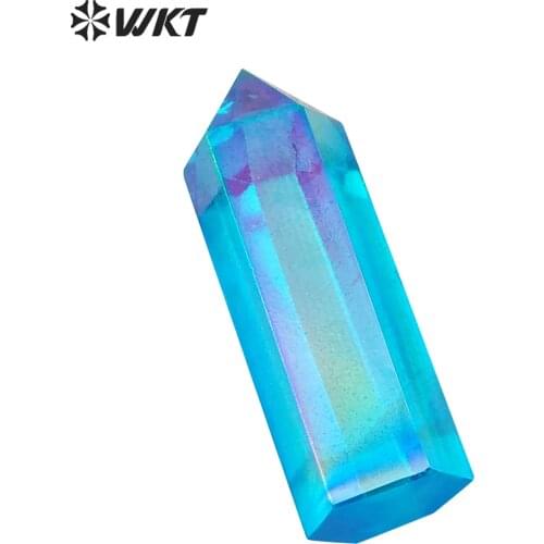 WT-G126 Aqua Aura Quartz Crystal Wand, Aqua Aura Wand Point, Aura crystal point, Healing crystal Point, Aqua Blue Aura Quartz