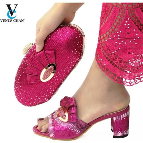 Women Shoes and Bag 2021 Summer Lasteat Lastest Fashion Colorful Crystal Style in Roes Red Color