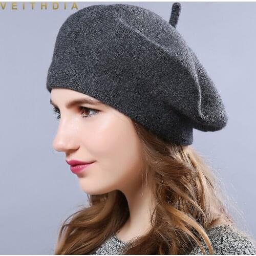 VEITHDIA Winter Hat Berets 2019 New Wool Cashmere Womens Warm Brand Casual High Quality Womens Vogue Knitted Hats For Girls Cap