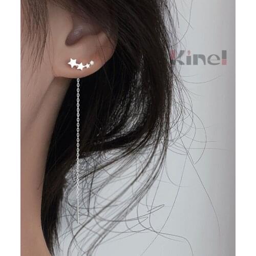 Kinel 925 Sterling Silver Long Star Tassel Earrings for Women Elegant Light Luxury 925 Silver Earrings Fashionable Korea Jewelry